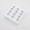 MULTI CZ CELESTIAL CRESCENT MOON AND STARS 316L SURGICAL STEEL L-SHAPE NOSE BOX